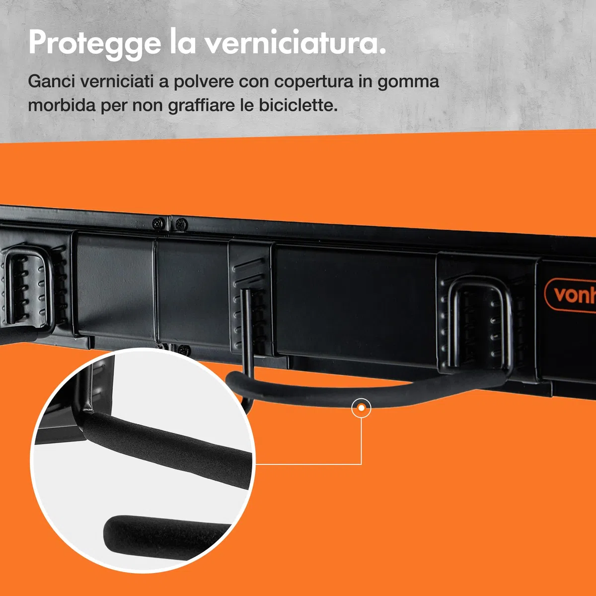 VonHaus Porta Bici da Muro - Appendi da Muro per Garage, Adatto a 3 Bici e 3 Caschi - Supporto Bike Verticale per Mountain Bike o Bici da Strada