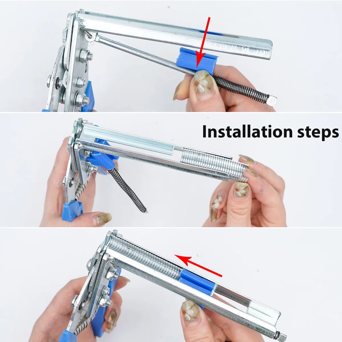 Pinza Per Anelli Per Unghie di Tipo M,Multifunzionale Pinza Per Anelli con 600 Chiodi M, Utensile Manuale Per la Manutenzione e la Riparazione di Recinti di Gabbie Per Polli e Uccelli (Blu)