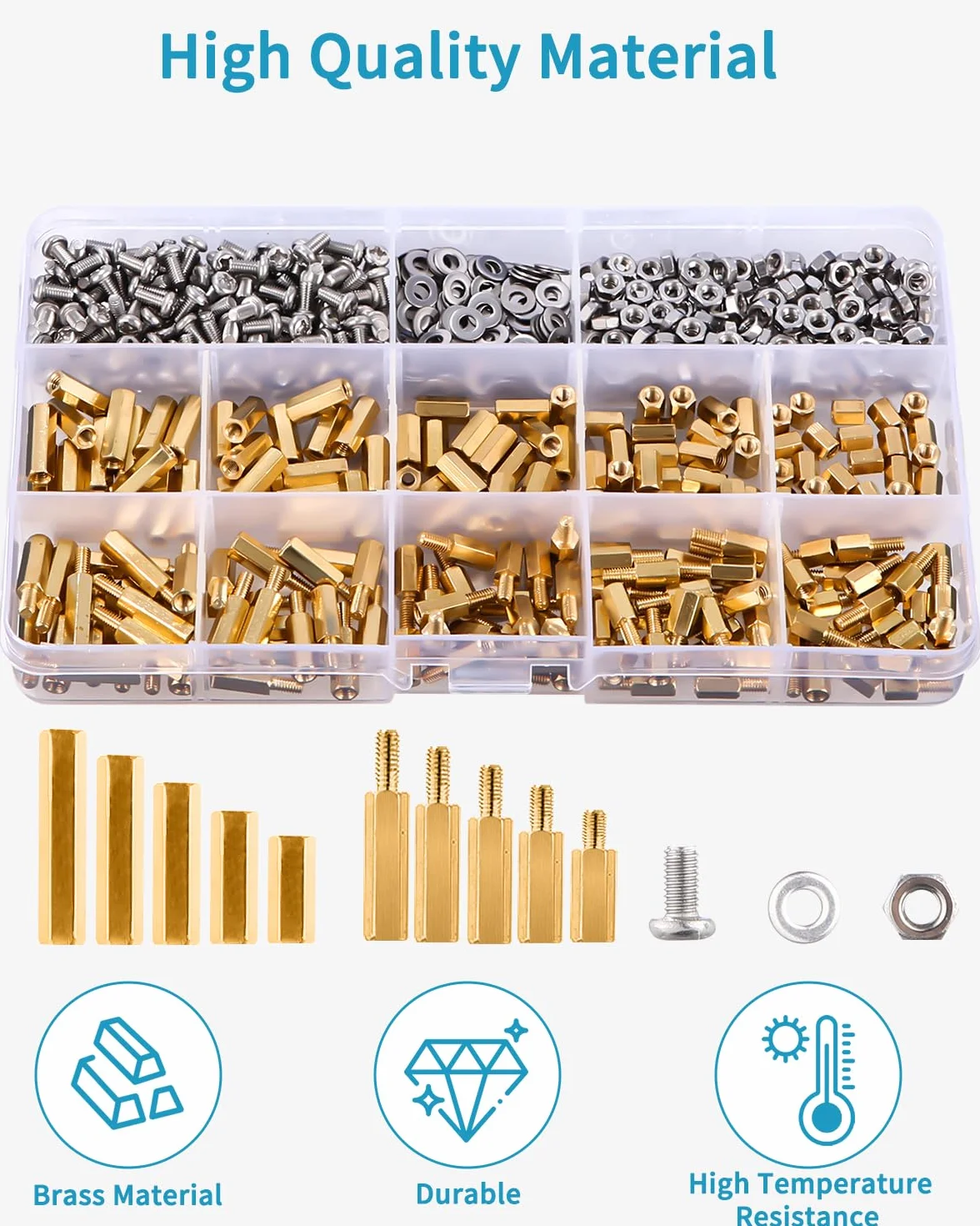 680 Pezzi M3 Ottone Maschio Femmina Esagonale Distanziale Vite Dado Filettato Pilastro PCB Scheda Madre Assortimento Kit