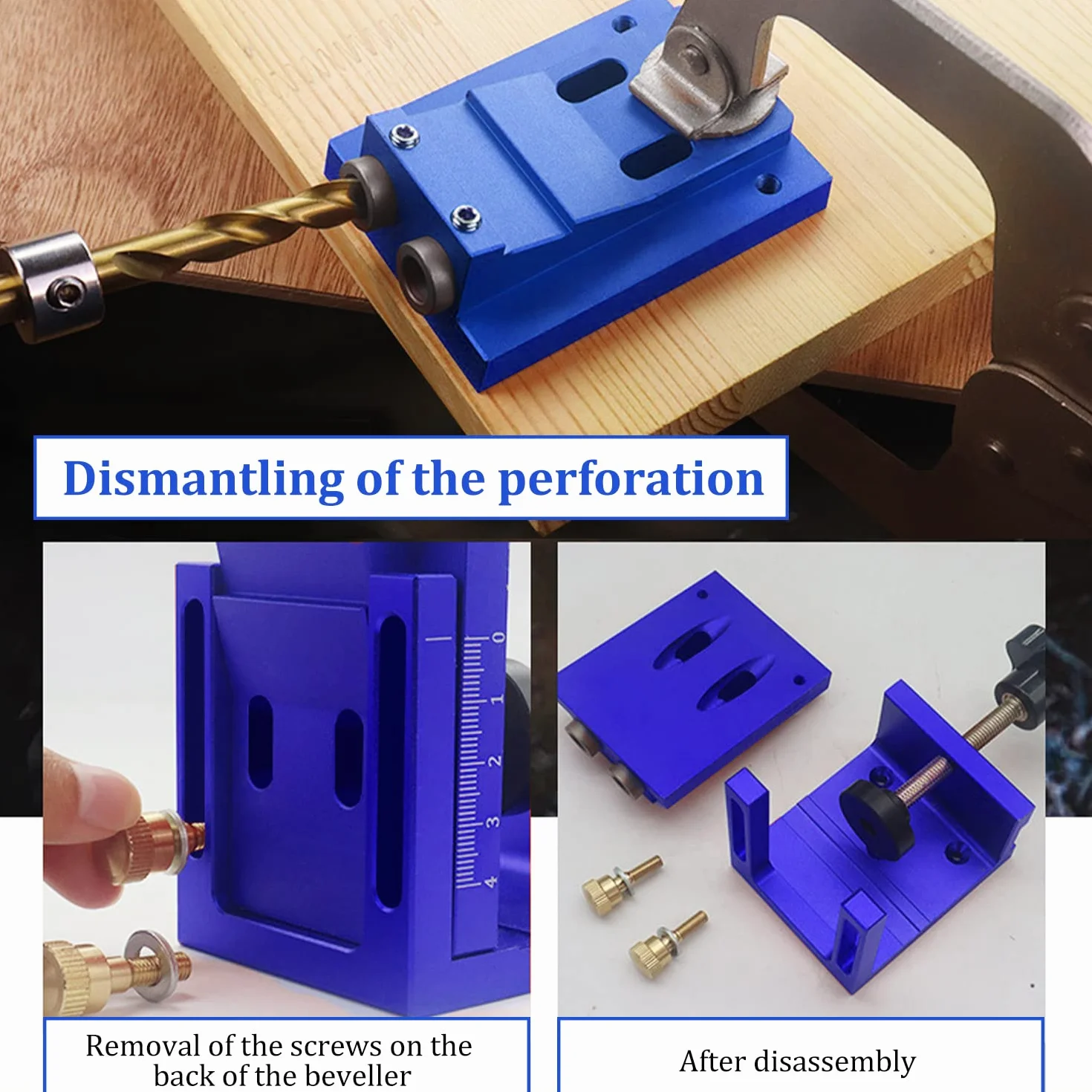 6 Pezzi Set da Dima per Spinatura Legno, Regolabile Lega di Alluminio Dima per Fori a Tasca, Spinatrice per Legno per Lavorazione del Legno, Mobili, Punzonatura fai da te
