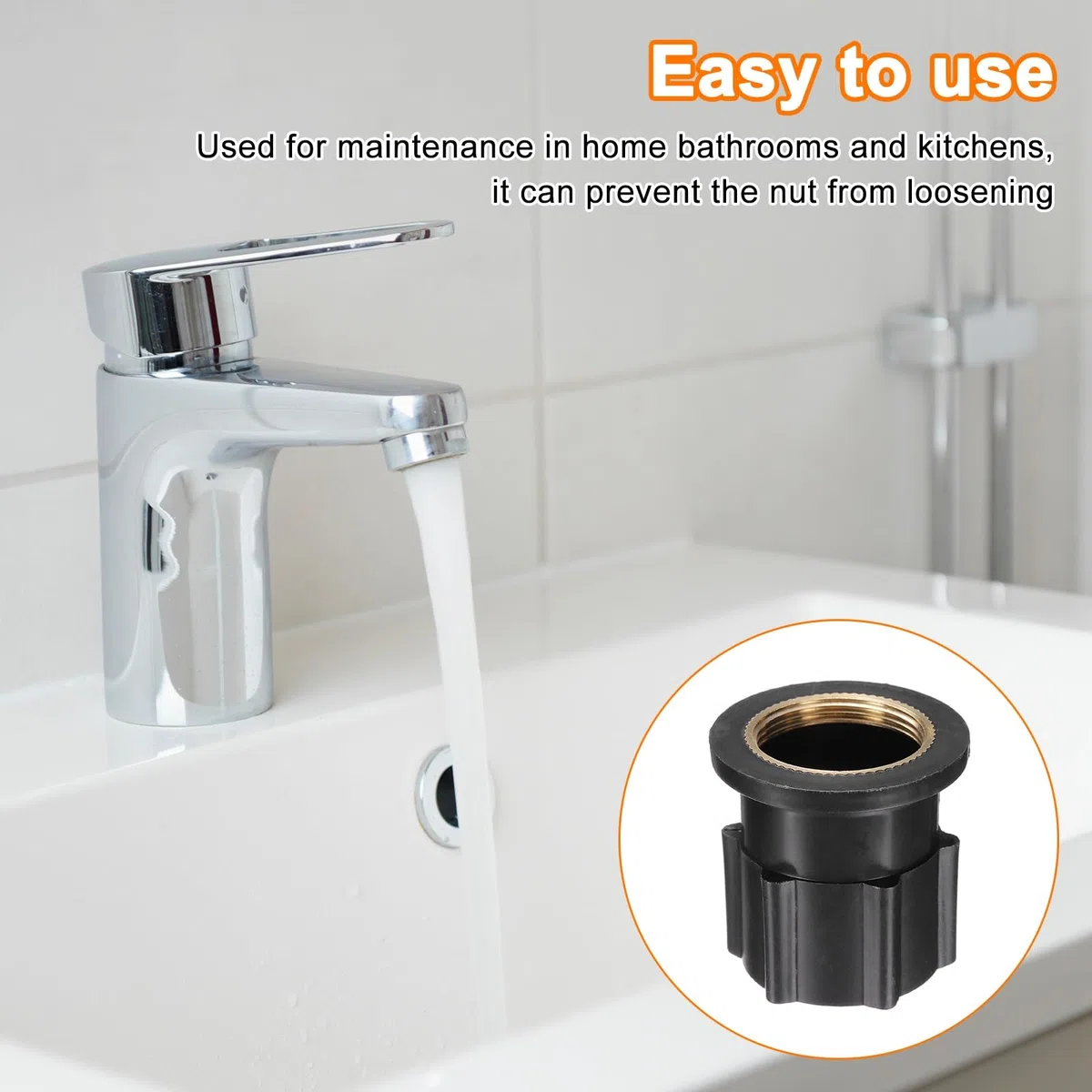QUARKZMAN 2 Pz Dado Di Fissaggio Per Rubinetto, Diametro Interno 1.18" x Altezza 1.85" Dado Di Fissaggio In Plastica Per Rubinetto, Dado Di Assemblaggio Per Rubinetto Per E Bagno, Nero