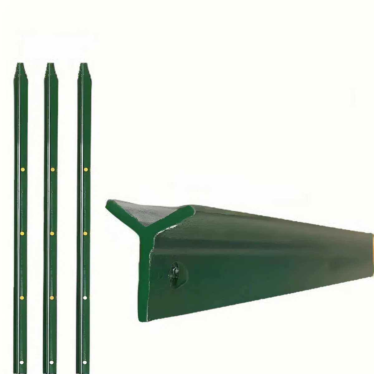 5x PALETTO A T IN FERRO PLASTIFICATO VERDE PALO PER RECINZIONE (125)