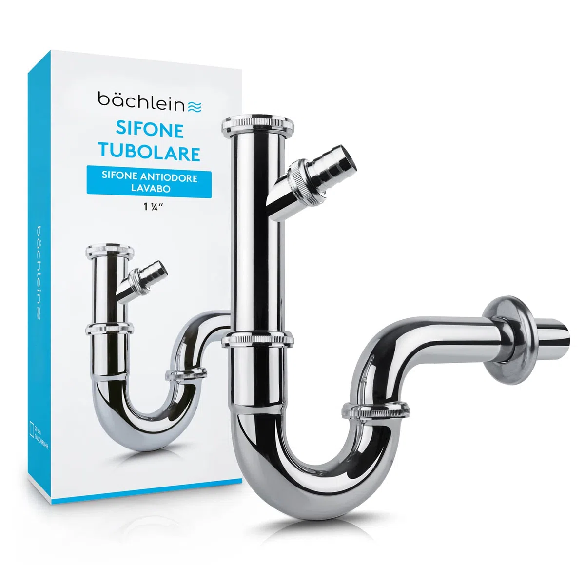 Bächlein sifone universale per lavabo (extra lungo 200mm - sifone tubolare