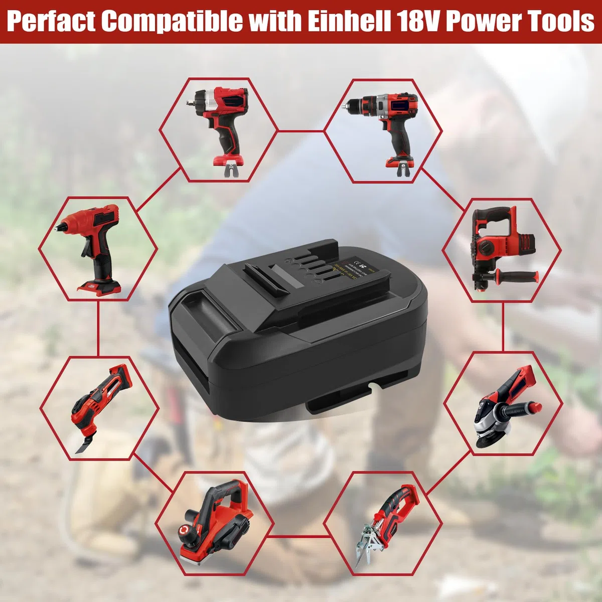 Adattatore convertitore per batteria Bosch PBA da 18 V per utensili elettrici Einhell, BOSC18EIN, adattatore per batteria Bosch Home and Garden, convertitore da 18 V, per strumento Einhell (non GBA)