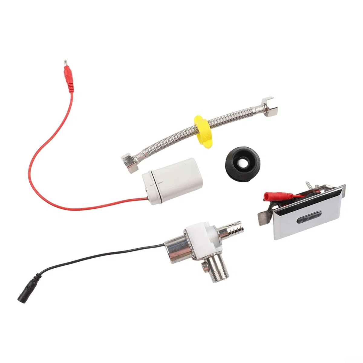 Kit valvola di scarico automatica per orinatoio a infrarossi, sensore touchless, con regolazione telecomando, basso consumo energetico DC 6 V, per costruzioni in metallo per bagni pubblici (B