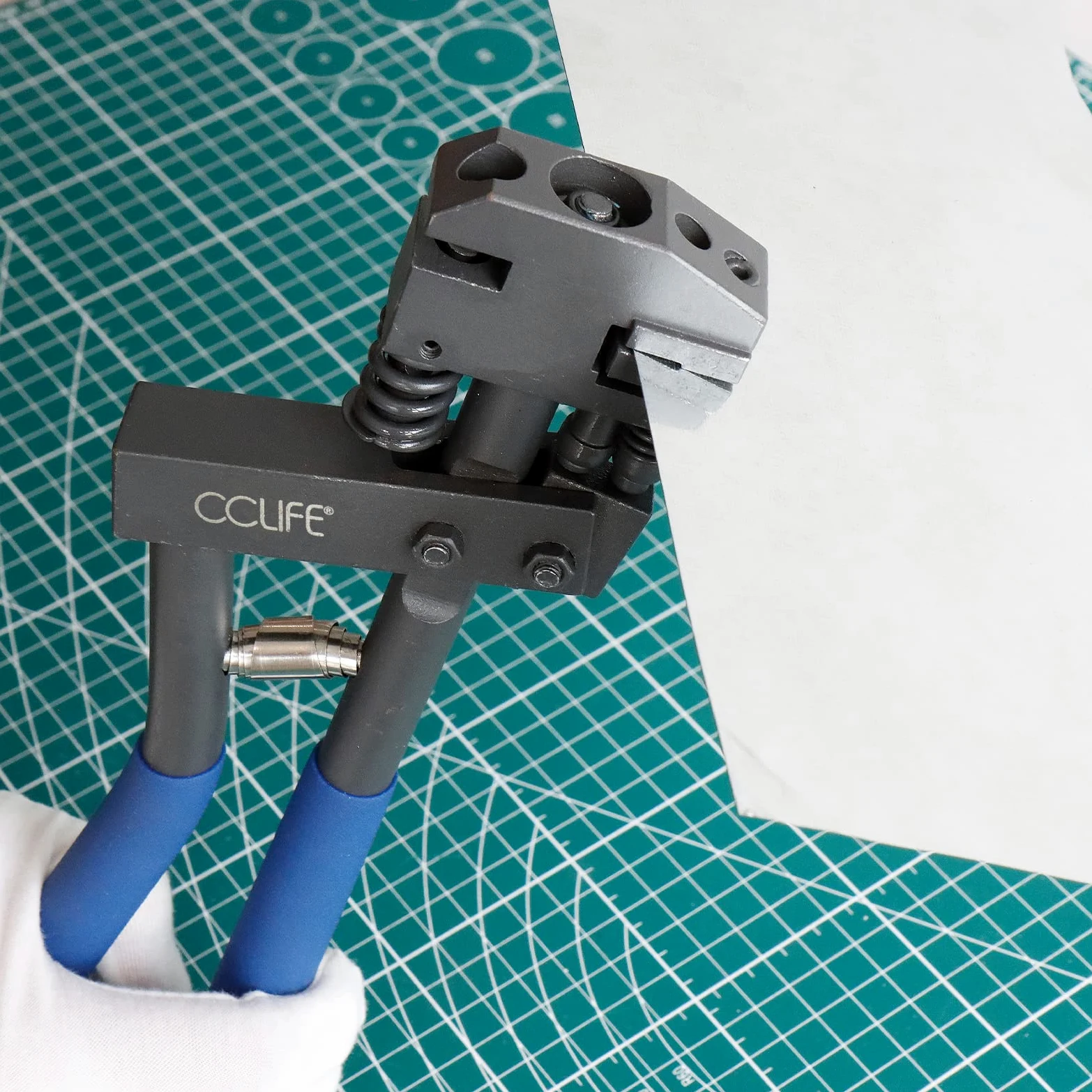 CCLIFE Pinza Punch Tool Flanging Perforatrice Pelle Piega Barre Ferro Lamiera Combinata Pinza Multiuso Testa Girevole, 5 mm con foro timbro