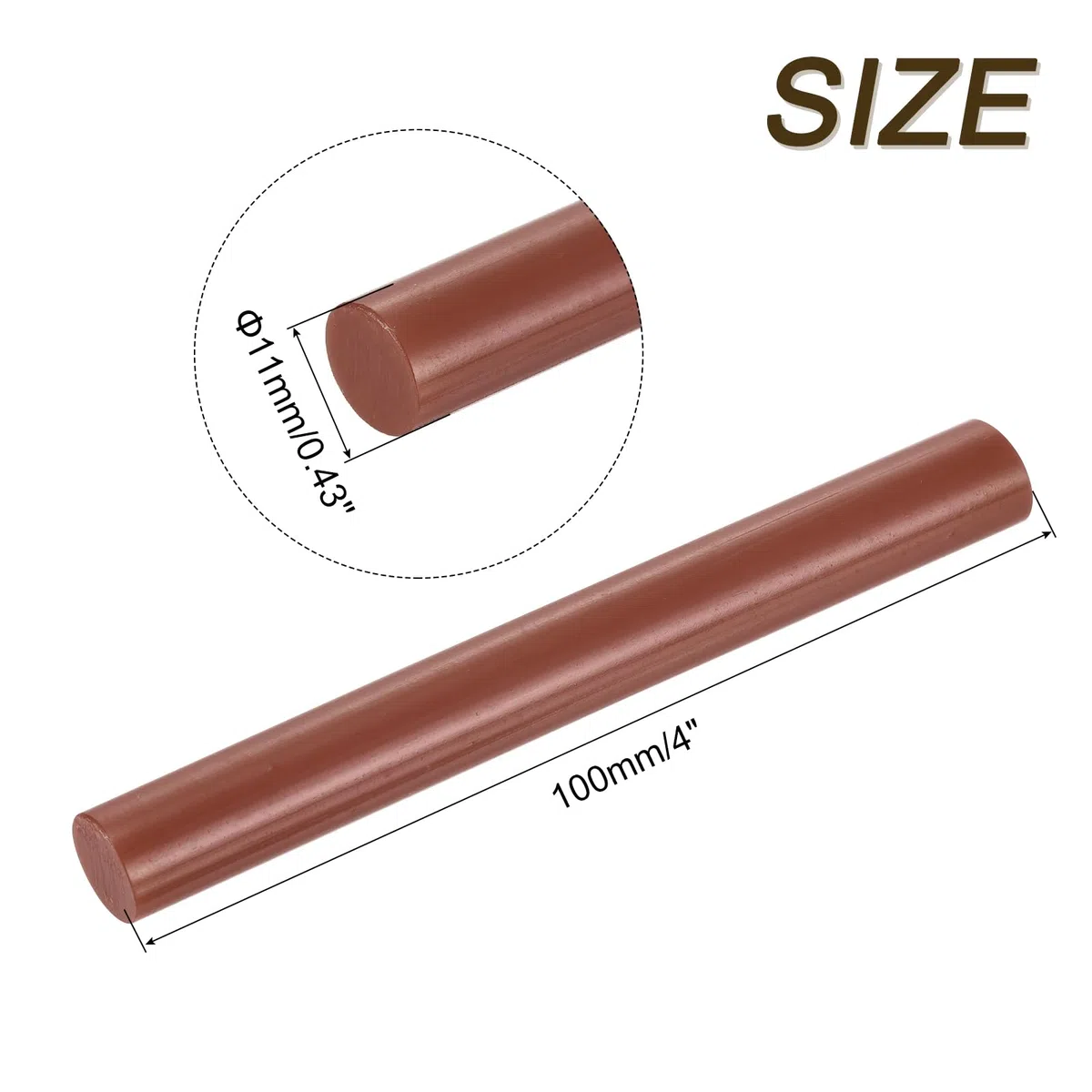 QUARKZMAN 30Pz Stick Colla a Caldo Mini per Pistola 11mm x 100mm Colla a Caldo Bastoncini Ricariche Grandi e Molto Adesivi, Marrone