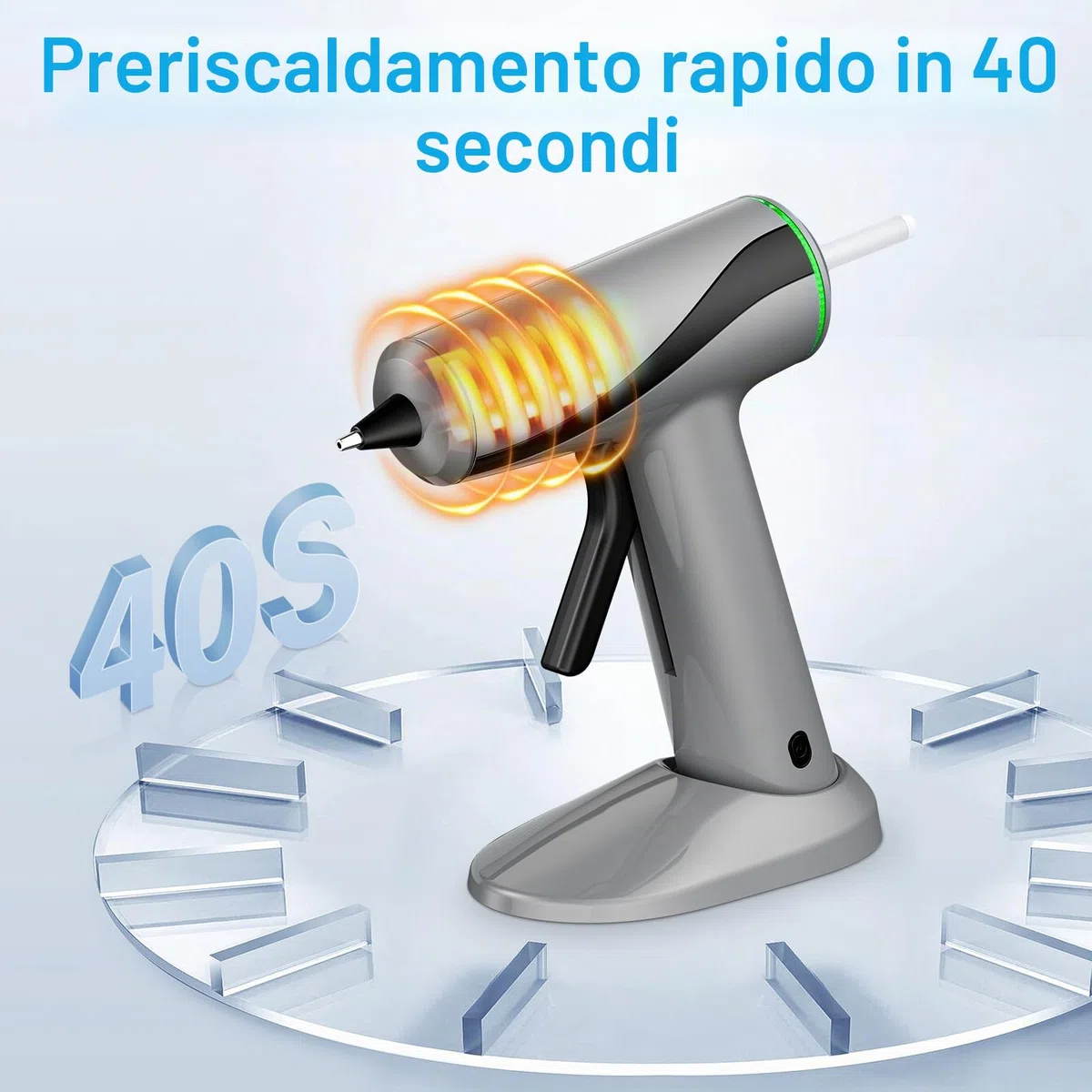 Pistola Colla a Caldo Senza Fili, pistola colla caldo professionale con batteria da 2000 mAh, Preriscaldamento rapido in 40 secondi, per fai da te, artigianato e riparazioni rapide