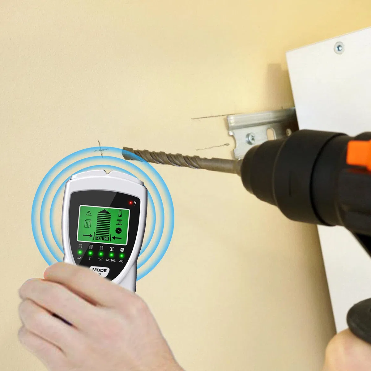 Rilevatore di fili: localizzatore 5 in 1 da parete Rilevatore Multifunzione Stud Finder con Allarme Metal Detector Mirino linea AC per trovare linee elettriche Travi in legno