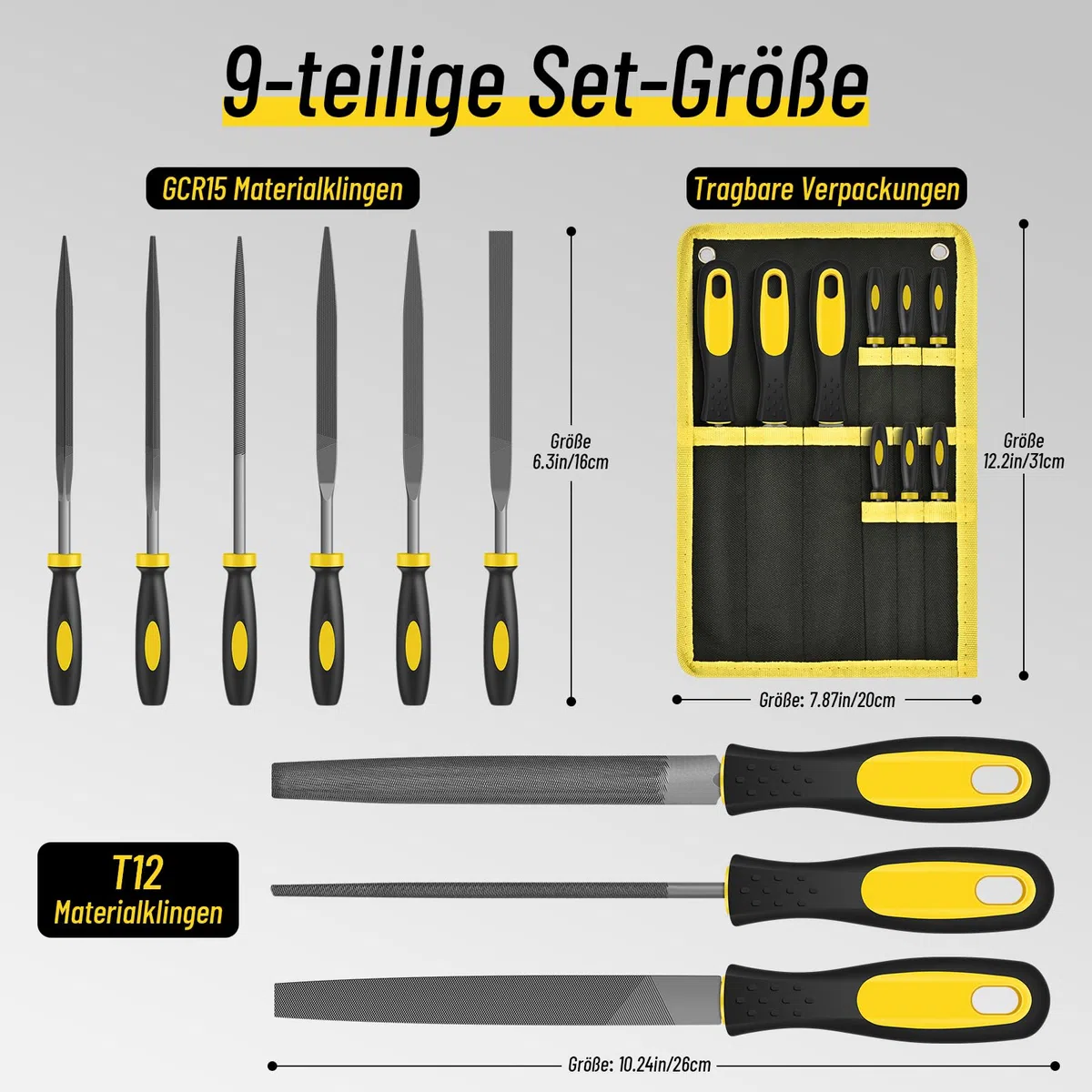 Set di 9 lime in metallo
