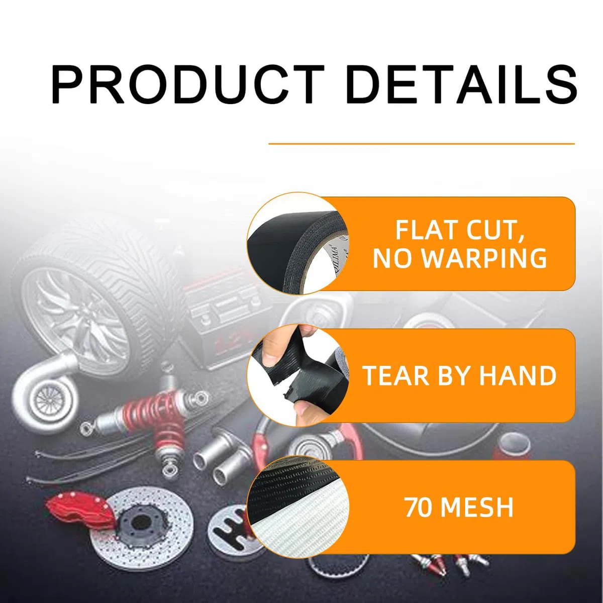QILIMA 5 Rotoli Nero Nastro Adesivo Americano Impermeabile Duct Tape extra forte Nastro in Tessuto per riparazioni o decorazioni, scarichi e condotti 48mm x 27m
