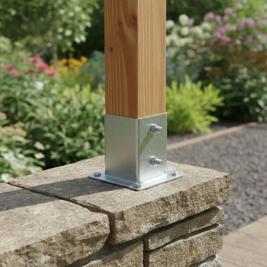 Suinga Base per palo zincato in acciaio | Supporto per pali in legno quadrati per ancoraggio a terra | Squadre metalliche per fissaggio di recinzioni, travi legno, struttura decorativa (1, 12 x 12 cm)