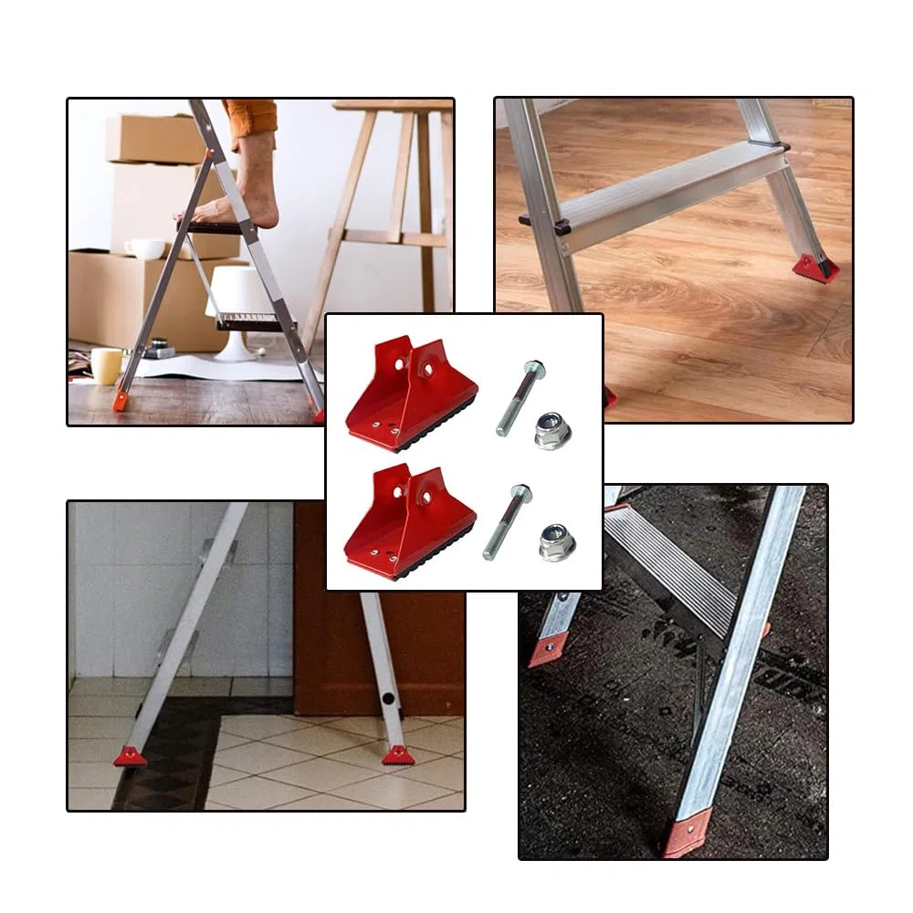 Coperture antiscivolo per piedi di scala, 2 pezzi Parti per scala estensibile Riduttori di rumore Livellatori per scale in lega di alluminio Protezioni per pavimento con viti per telescopica