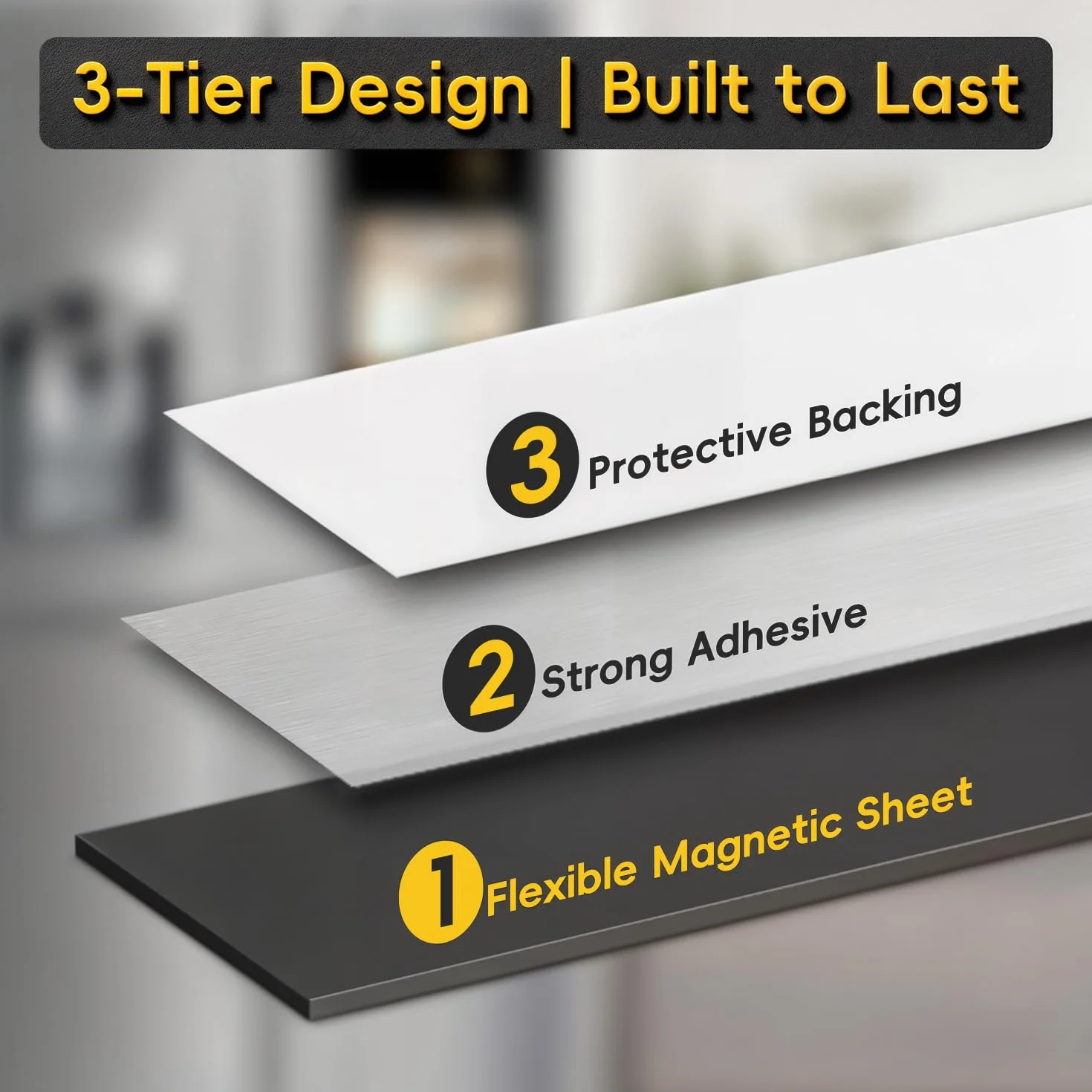 Strisce Magnetiche Adesive, 12 Pezzi 15cm x 25mm x 2mm Nastro Adesivo Magnetico, Calamita Adesiva per Cucina Garage Studio Ufficio