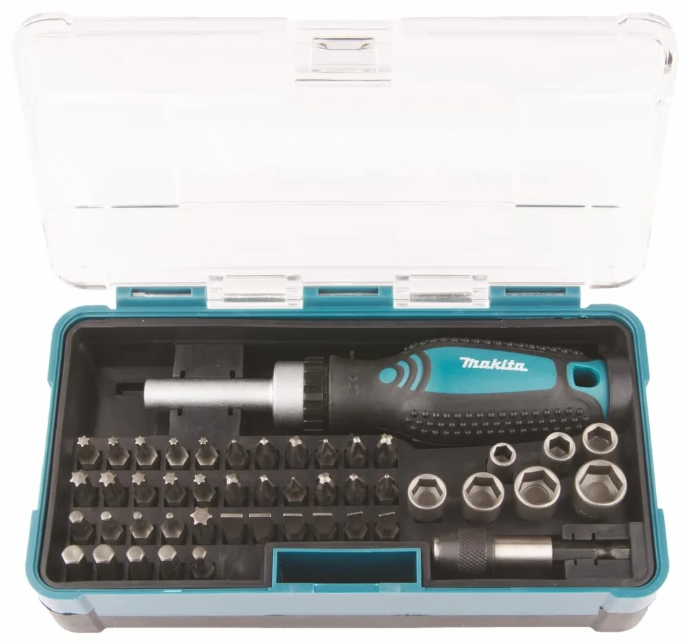 Makita 8958010 Giraviti Cricchetto Makita Kit B-36170 Reversibile 47 Pezzi, Blu