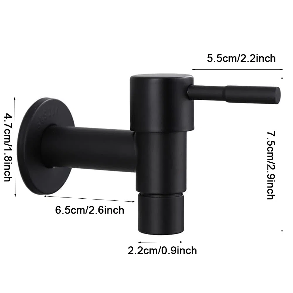Rubinetto Nero, Rubinetto Giardino, Rubinetto in Acciaio Inox, Rubinetto a Parete Per Bagno Forte E Robusto per Bagno, Lavabo, Balcone, Cucina