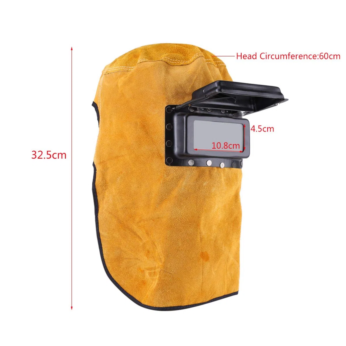 Confortevole maschera per saldatore in pelle con cappuccio da lavoro Maschera per saldatura traspirante resistente al calore con lente