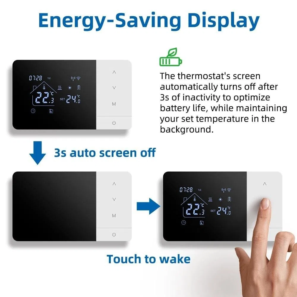 Termostato intelligente per app Tuya, batteria, cavo USB, WiFi, per caldaie a gas, termostato programmabile, regolatore di temperatura, compatibile con Alexa per controllo vocale