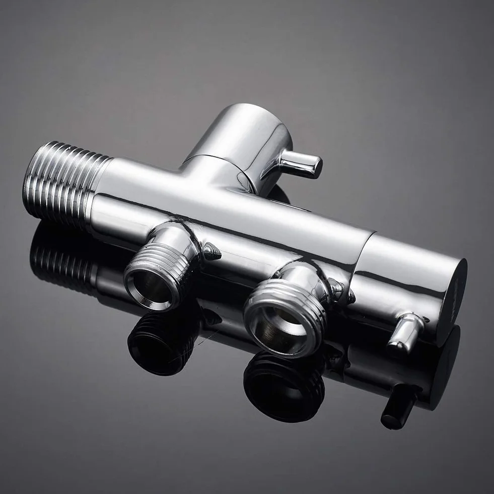 Ibergrif, Valvola ad Angolo a Due Uscite 1/2 '' e 3/8'', Rubinetto a Squadra, Sottolavabo, Cromo