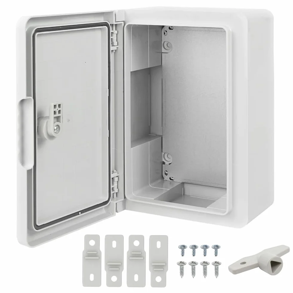 Armadio di distribuzione a parete con piastra di montaggio zincata, scatola industriale di controllo vuoto in plastica ABS con porta protezione IP65 (MD9001)