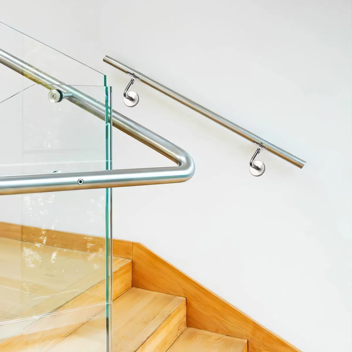 Eulenke Supporto per Corrimano in Acciaio Inox con Rosetta di Copertura - Regolabile per Fissaggio a Parete per Interni ed Esterni