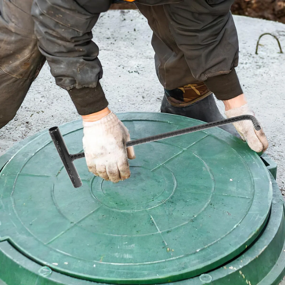 YARNOW Sollevatore del canale in acciaio inox, gancio per coperchio di scarico, gancio per coperchio di scarico, gancio a T, gancio per coperchio del canale, copertura della scacchiera, 400 mm