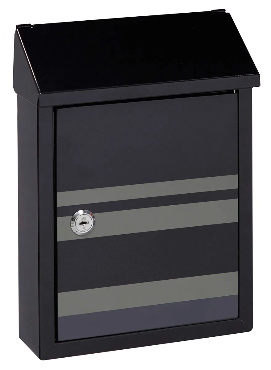 ARREGUI Smart Graphic E5724-STR Cassetta Postale Individuale in Acciaio con Serigrafia Decorativa "Lines", Cassetta Postale o Raccogliposta, Con 2 Feritoie, Dimensione S (DIN A5), Nero