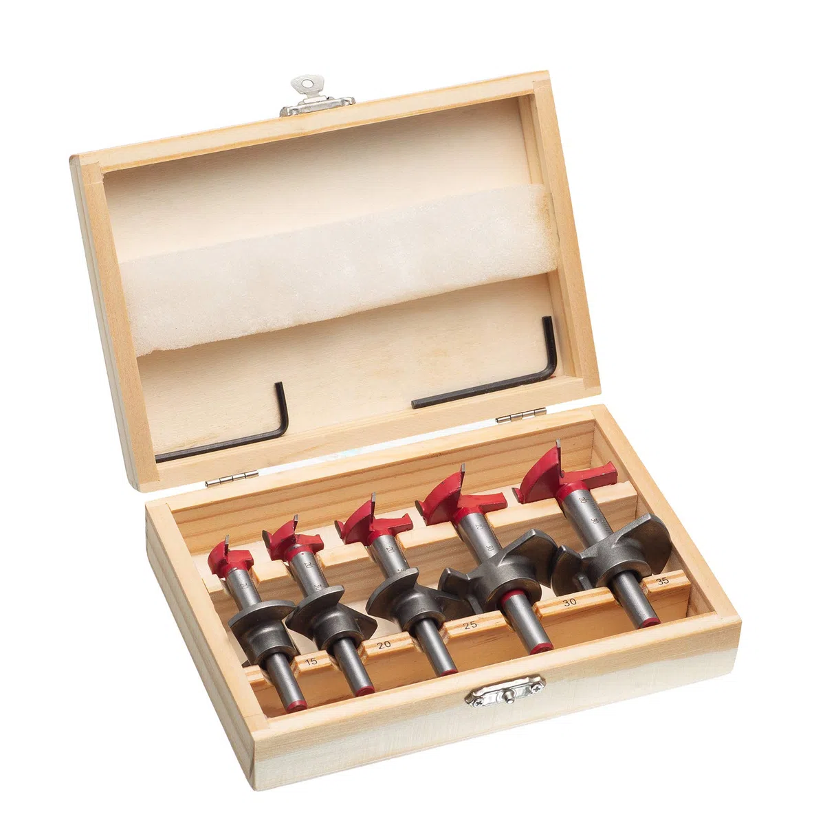 HPMAISON Forstner - Set di punte da trapano con attacco regolabile, 5 pezzi, 15-35 mm, con attacco di profondità (gamma di profondità 10-40 mm)