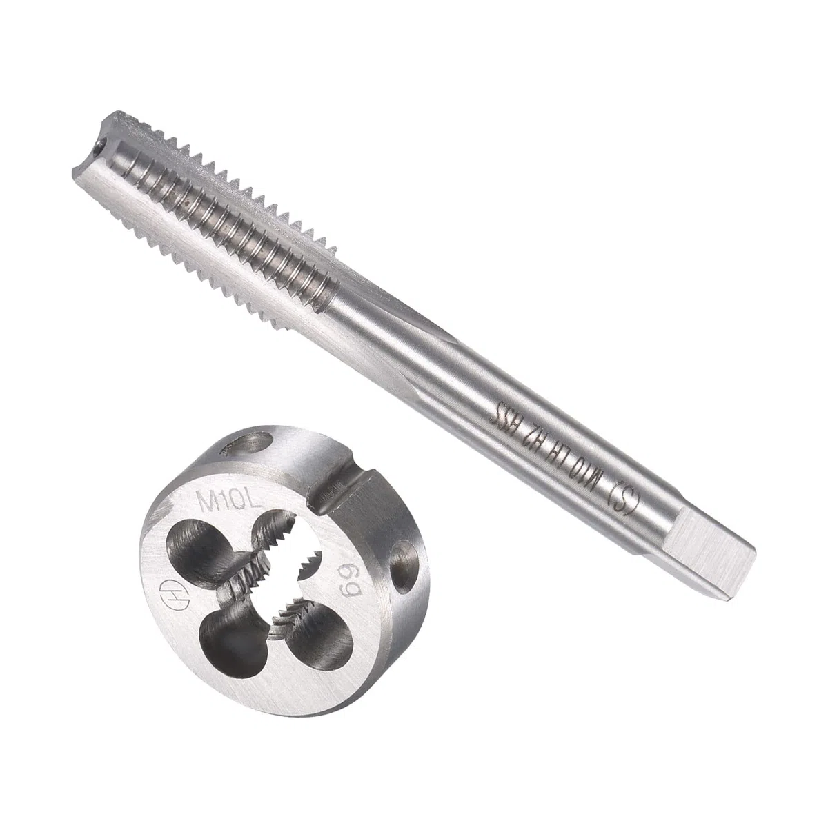QUARKZMAN M10 x 1.5mm Metrico Sinistro Mano Filetto Maschiatura e Rotondo Matrice Set x 1 Set Alta Velocità Acciaio per Elaborazione Ferramenta Strumento