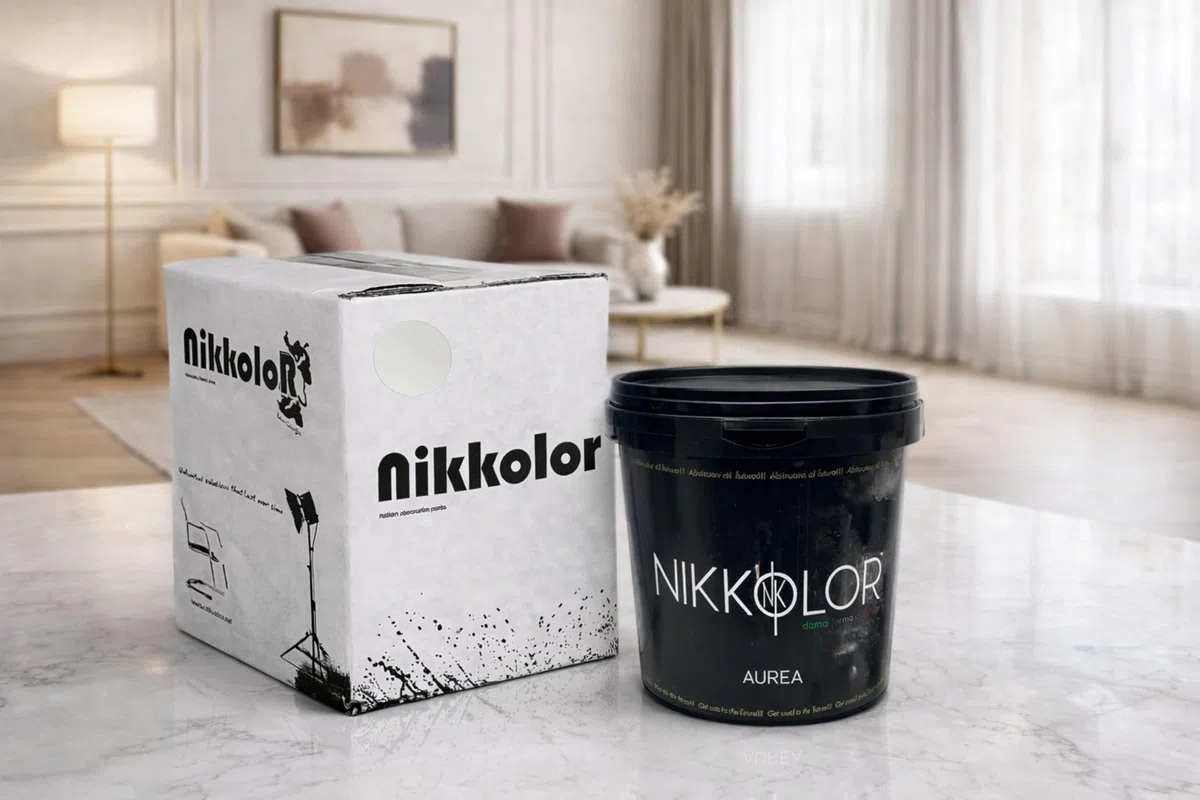 Nikkolor Aurea - Pittura Antimuffa Effetto Sabbiato - 1 L - Bianco Opaco | Si applica su pareti già tinteggiate senza primer, pronta all'uso con resa di 10-12 m²