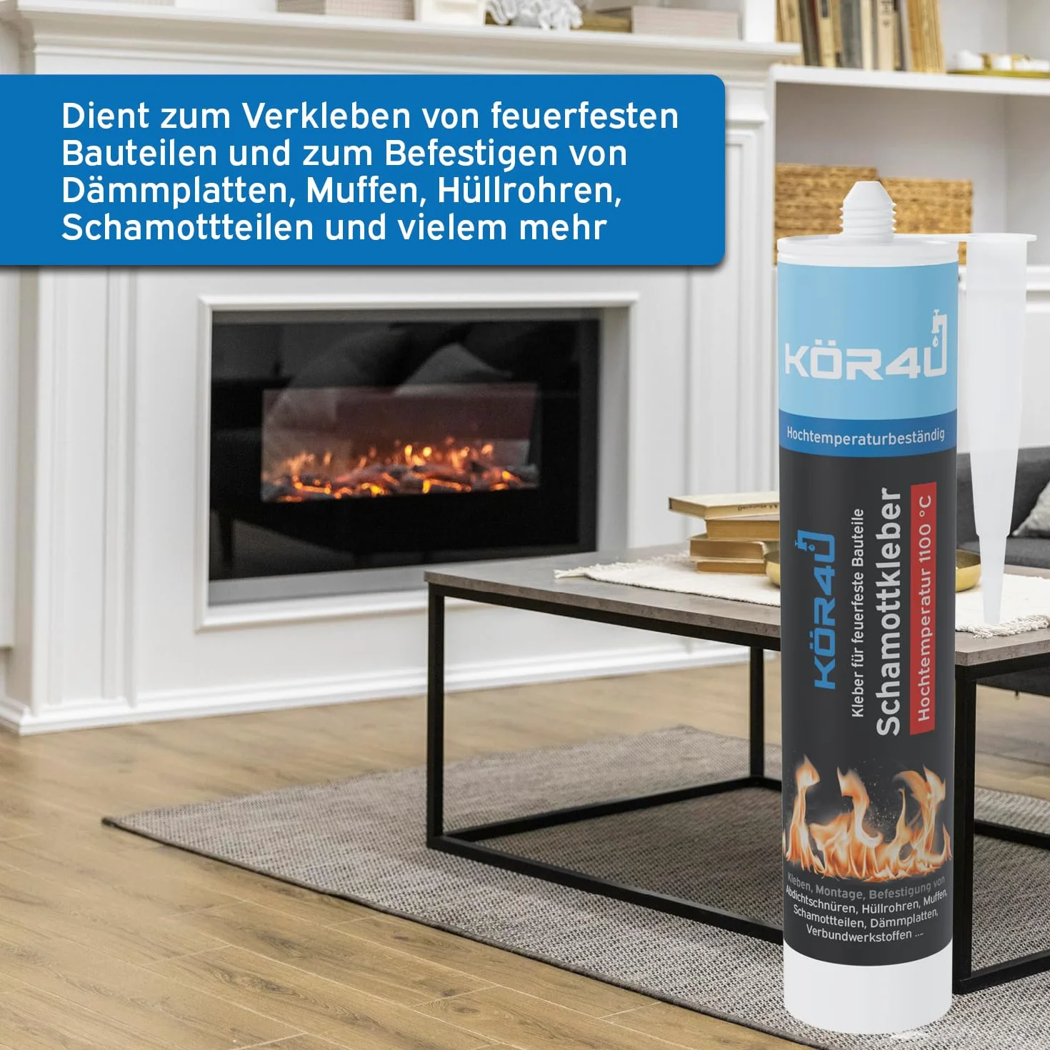 Kör4u Colla Refrattaria 310 ml - Beige per Componenti Refrattari, Perfetta per Riparare Mattoni Danneggiati