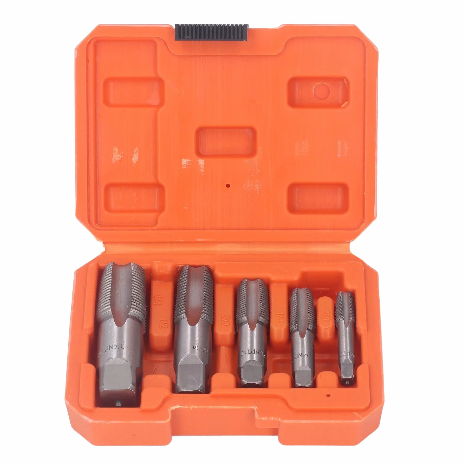 Set di Rubinetti per Tubi NPT da 5 Pezzi, Set di Rubinetti Idraulici con Filettatura in Acciaio Al Carbonio con Custodia, Dimensioni Incluse 3/4, 1/2, 3/8, 1/4, 1/8 Pollici