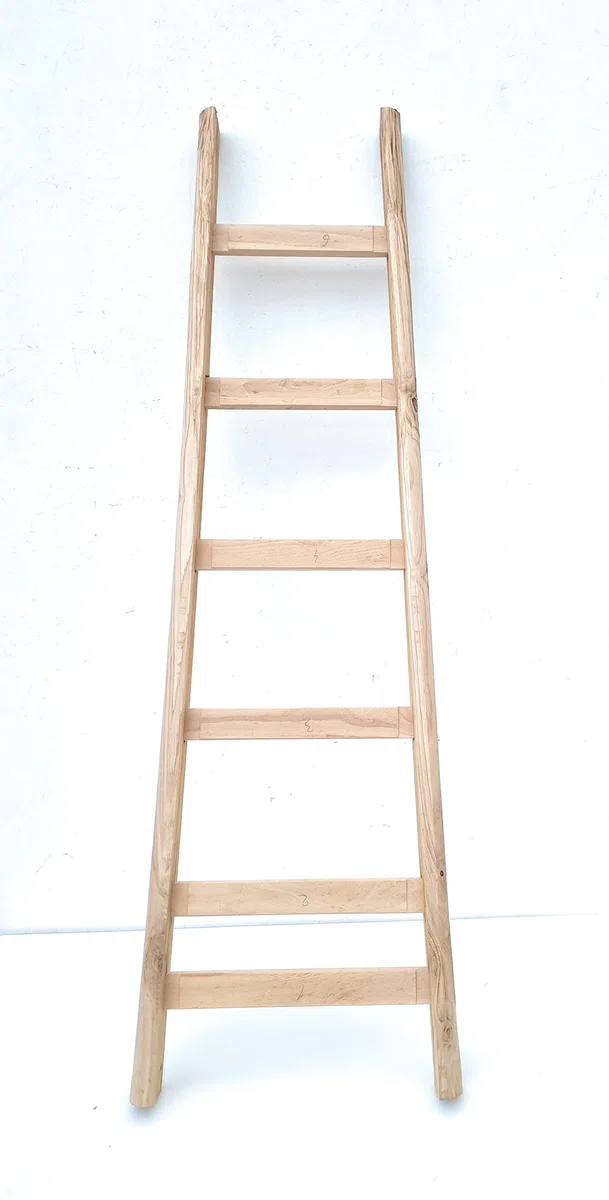 Scala scaletta legno massello a pioli in faggio,per soffitta garage casa (9 pioli cm 200)