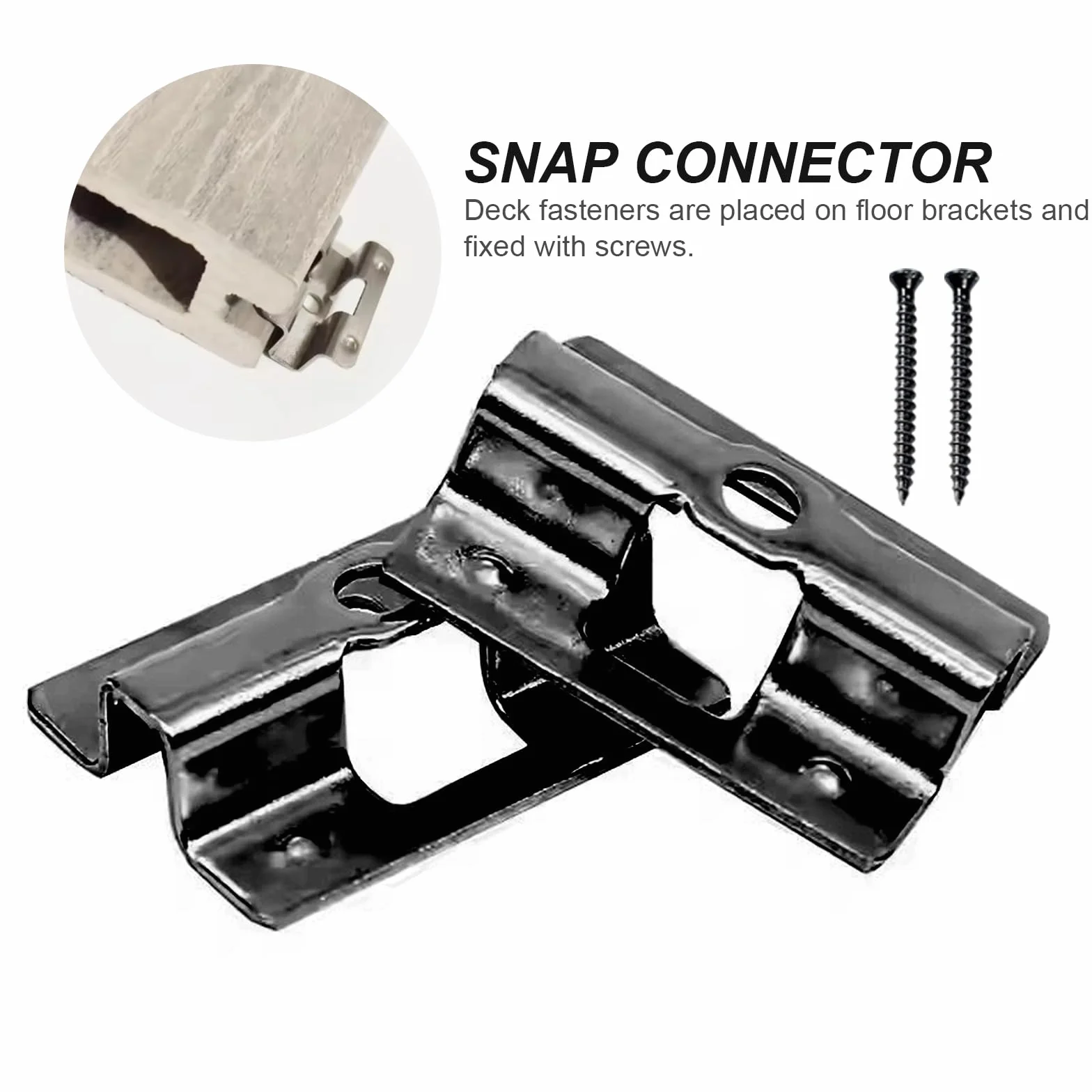 100 pezzi, clip di fissaggio in acciaio inox per pavimentazione in WPC, clip per assi in WPC, fissaggio invisibile per terrazza con viti per assi WPC, clip a T, fissaggio nascosto (nero 7 mm)