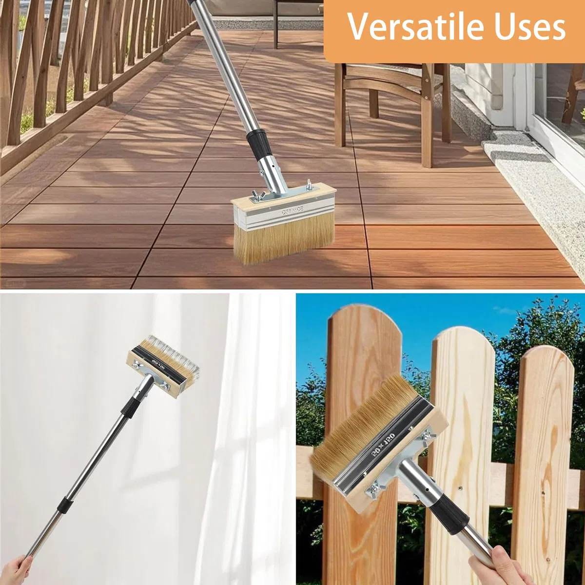 Pennello Pittura 150 cm,Pennello Da Terrazza con Manico Lungo, Pennelli Di Vernice Superficie Pennelli Da Macchiatura Spazzola Da Terrazza Per Pittura, Lappatura, Parete, Soffitto