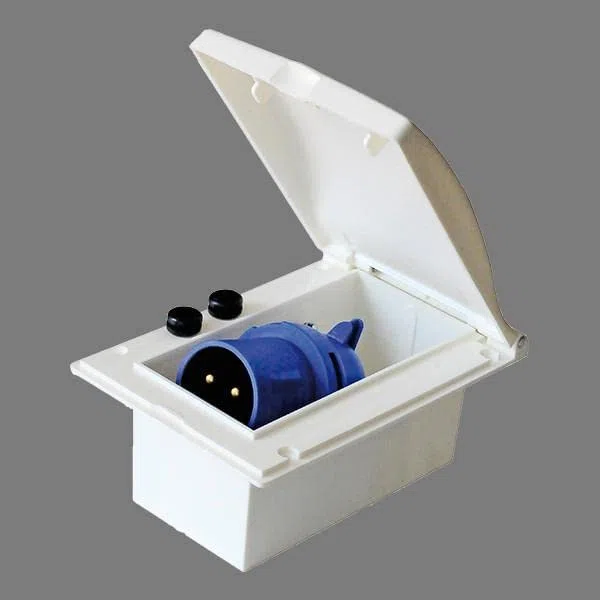 Spina Esterna Camper Blu CEE 230V da Incasso con Coperchio Ondulato CBE R432