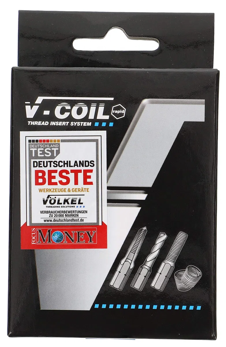 V-Coil - Kit di riparazione rapida per filetti, utensili dotati di codolo esagonale da 1/4", 6 x 1 mm