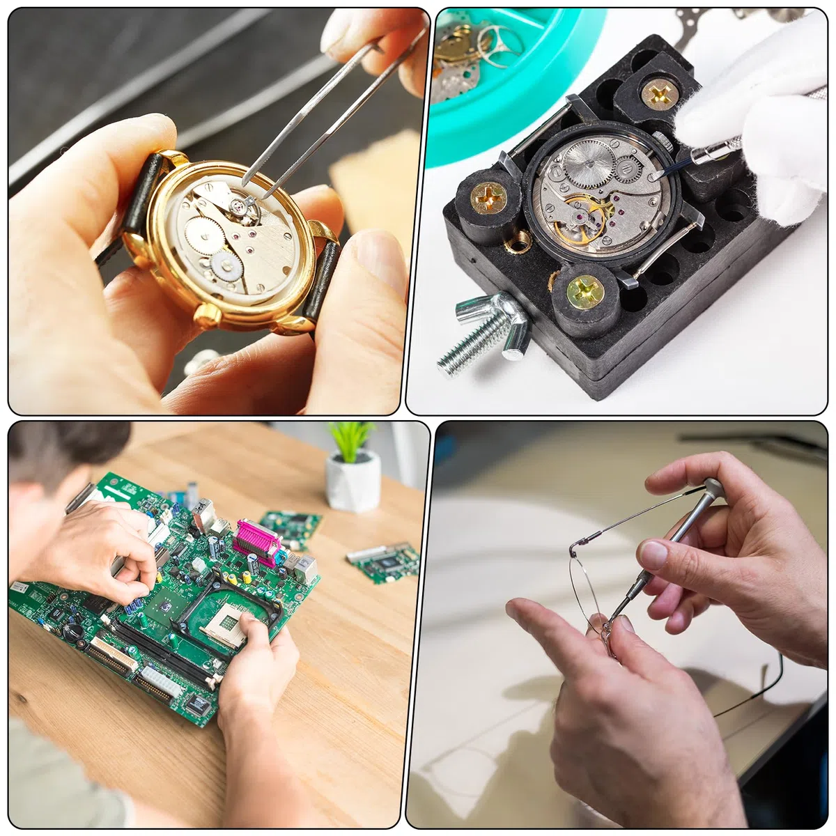 100 mini viti – viti per occhiali, set di viti per orologi, occhiali, computer, argento