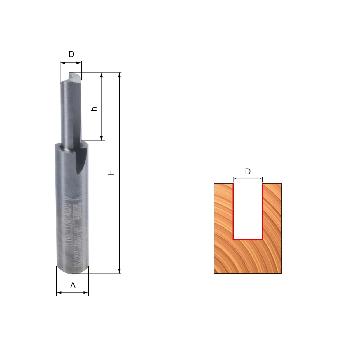 Freud Fresa per scanalature in metallo duro integrale HW a 2 taglienti diritti. Codolo gambo A=6 mm, diametro di taglio D=6 mm, altezza di taglio h=25.4 mm, 04-11006P - F03FR01431