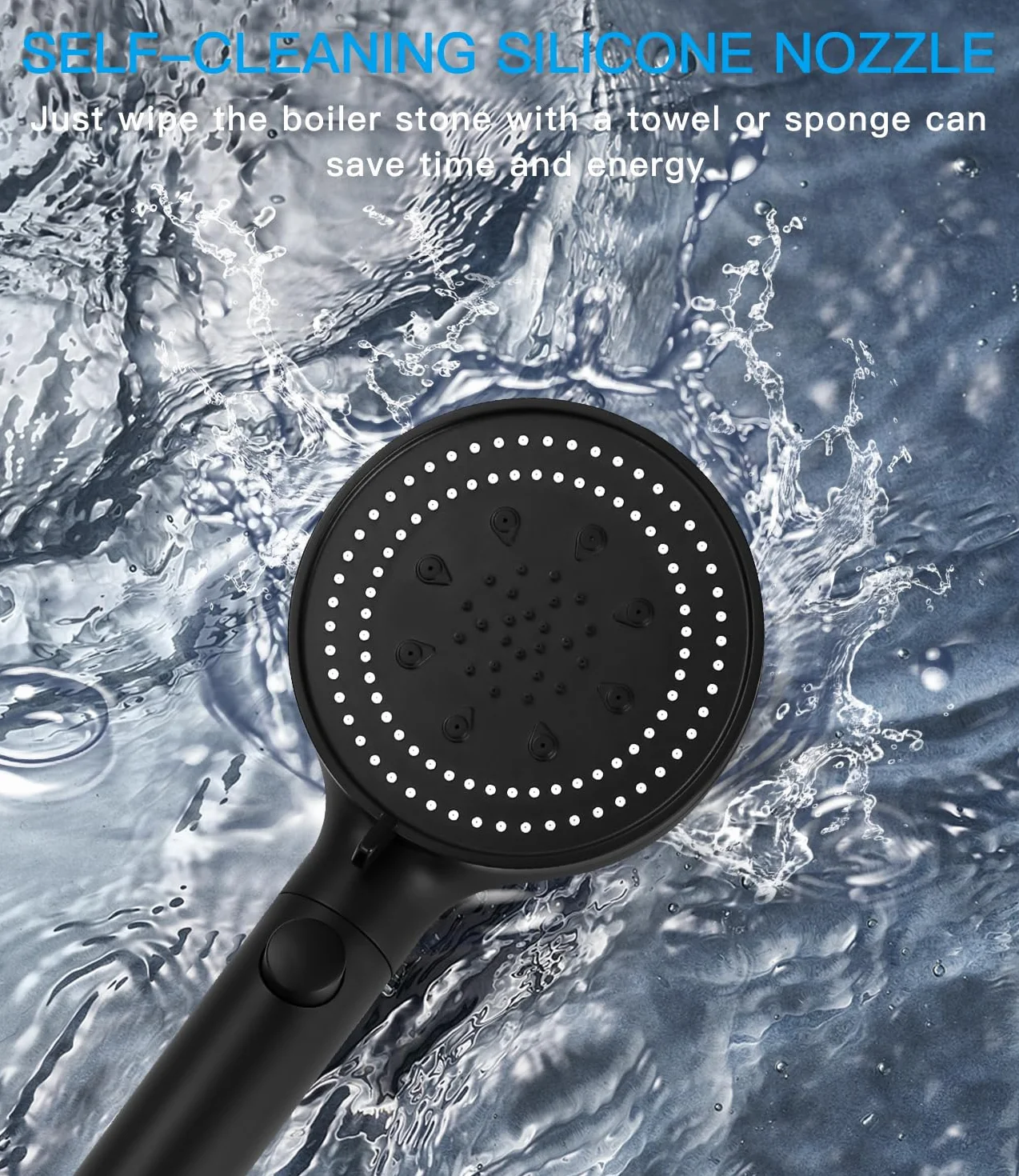 jutyum Soffione Doccia, 6 Funzioni Getto Doccino per Doccia, Soffione Doccia Alta Pressione, Telefono Doccia con 1.5M Tubo, Shower Head, Cornetta Doccia, Doccetta Risparmio Acqua Universale Nero