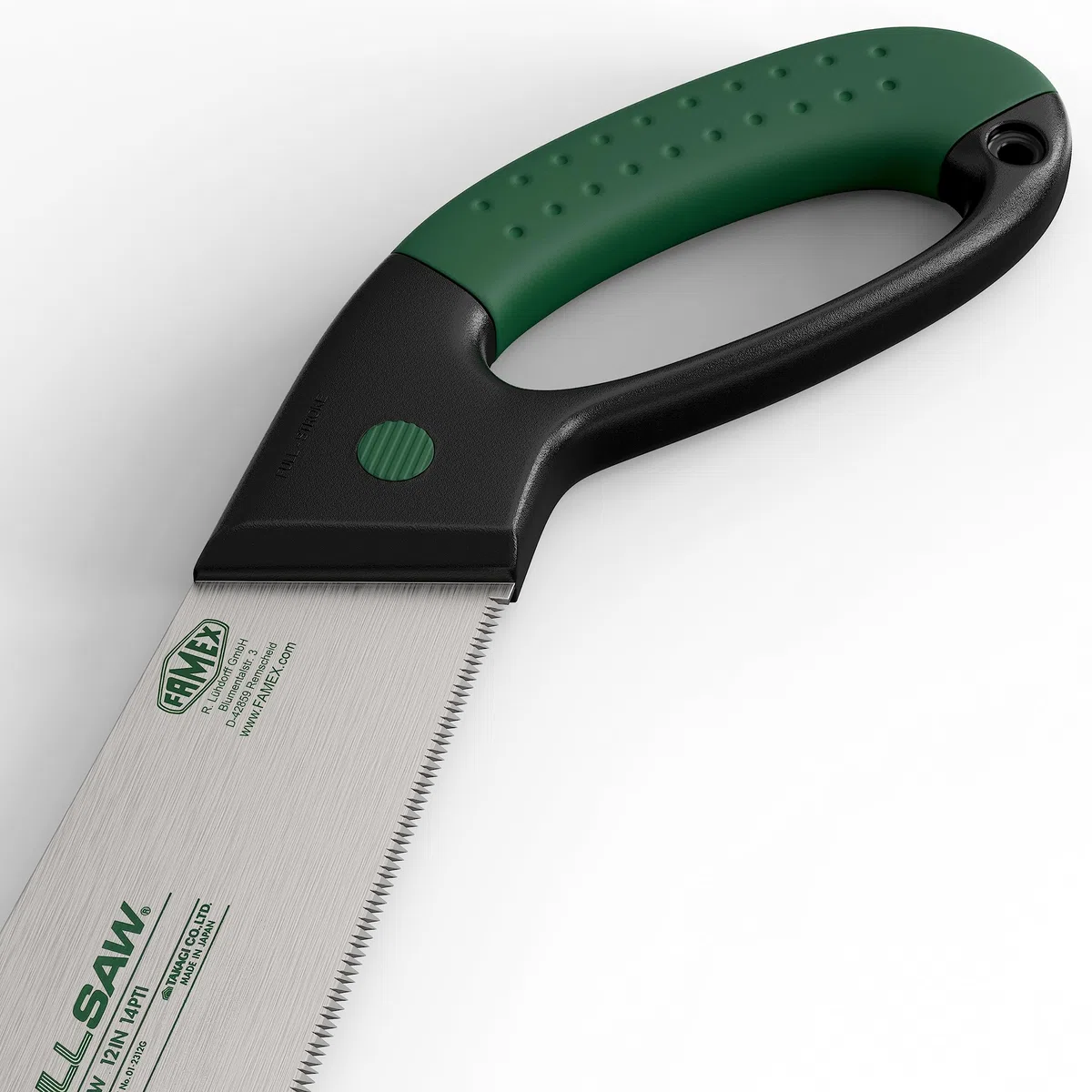 FAMEX 5503 - Sega giapponese professionale, 300 mm, in acciaio al carbonio 14TPI – Made in Giappone – Spessore solo 0,6 mm, sega a trazione giapponese Kataba con lama flessibile, con manico a 2