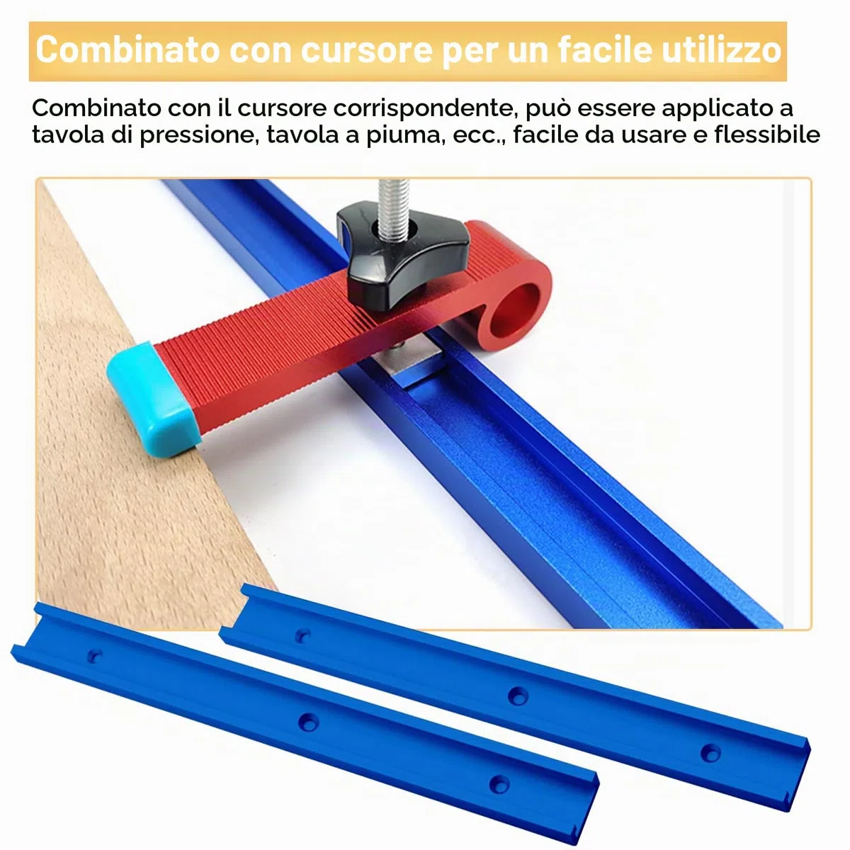 2 Pezzi 400 mm T-Track Profilo Alluminio, Lega Di Alluminio Mitra Track Jig Fixture Slot, 2 Manici M8, M8/M6 T Track Dado Scorrevole, per La Sega a Banco di la, Falegnameria