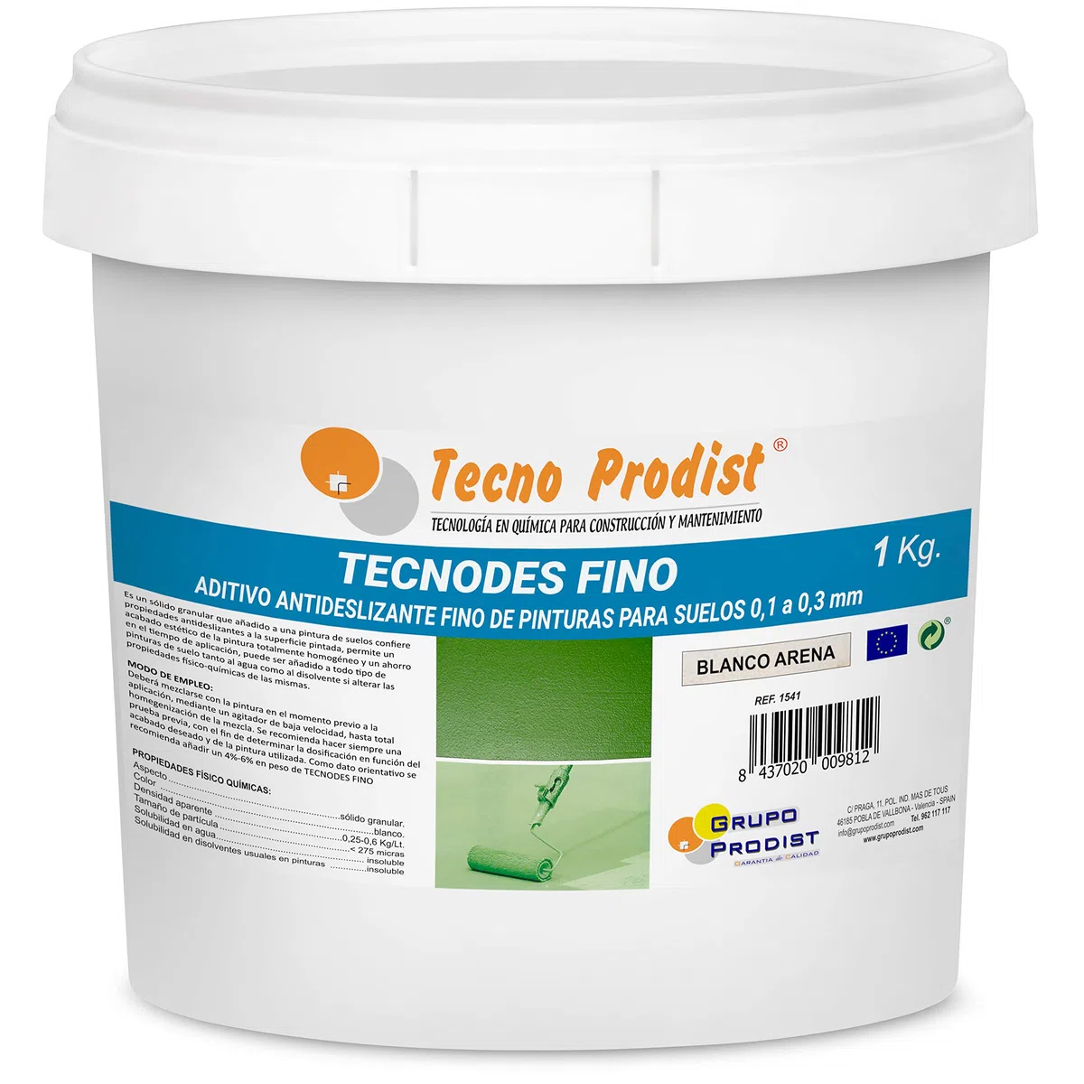 TECNODES FINO di Tecno Prodist - (1 kg) Additivo antisdrucciolo in polvere – vernice antiscivolo per rivestimenti di pavimenti – Pittura per pavimenti con granulometria da 0,1 a 0,3 mm