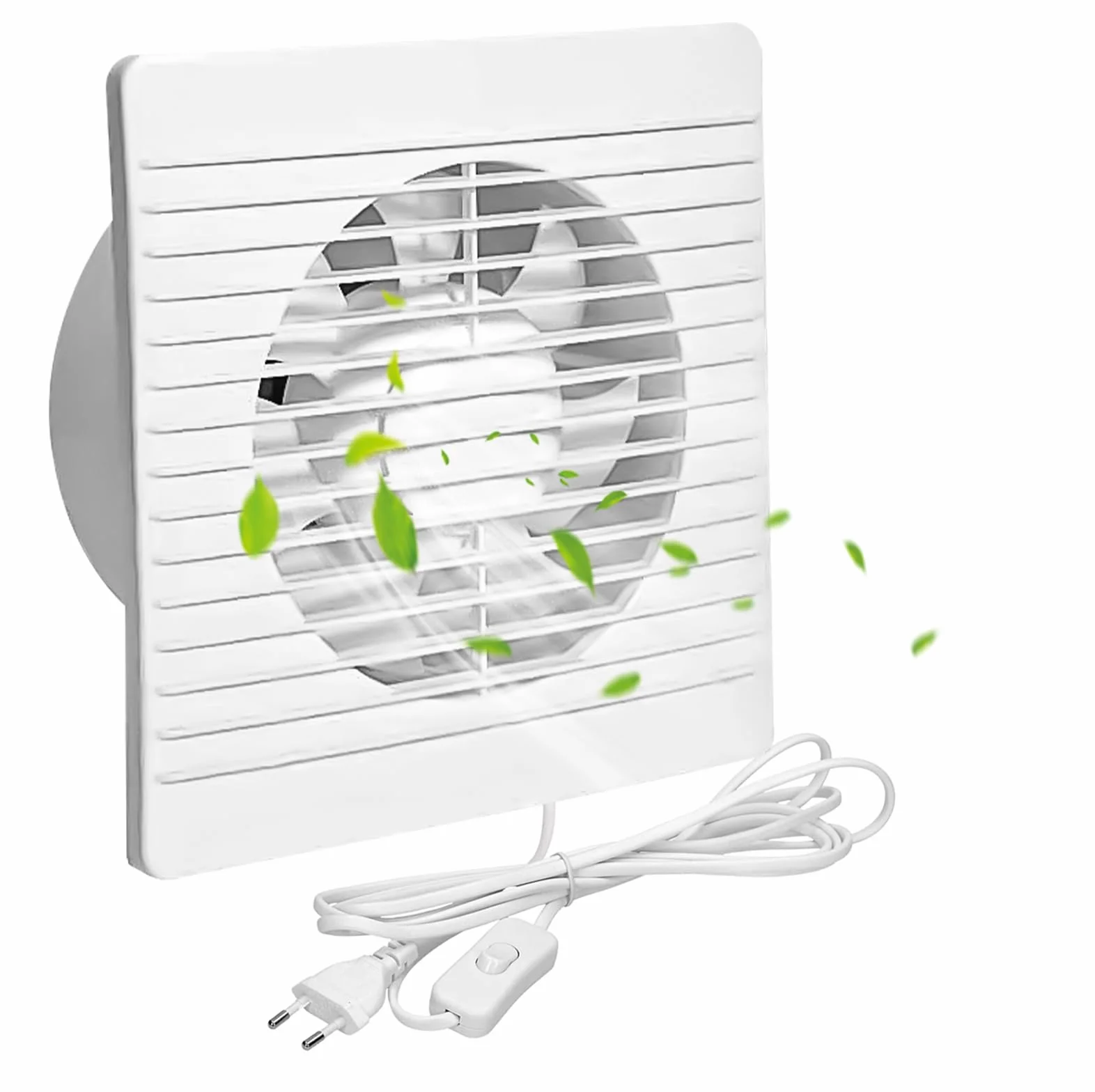 Nizirioo 1 pezzo 100mm Ventilatore da bagno: ventilatore a parete da 4 pollici con interruttore, funzionamento silenzioso, ventilatore di scarico per bagno, cucina, finestre del loft e cantina (Bianco