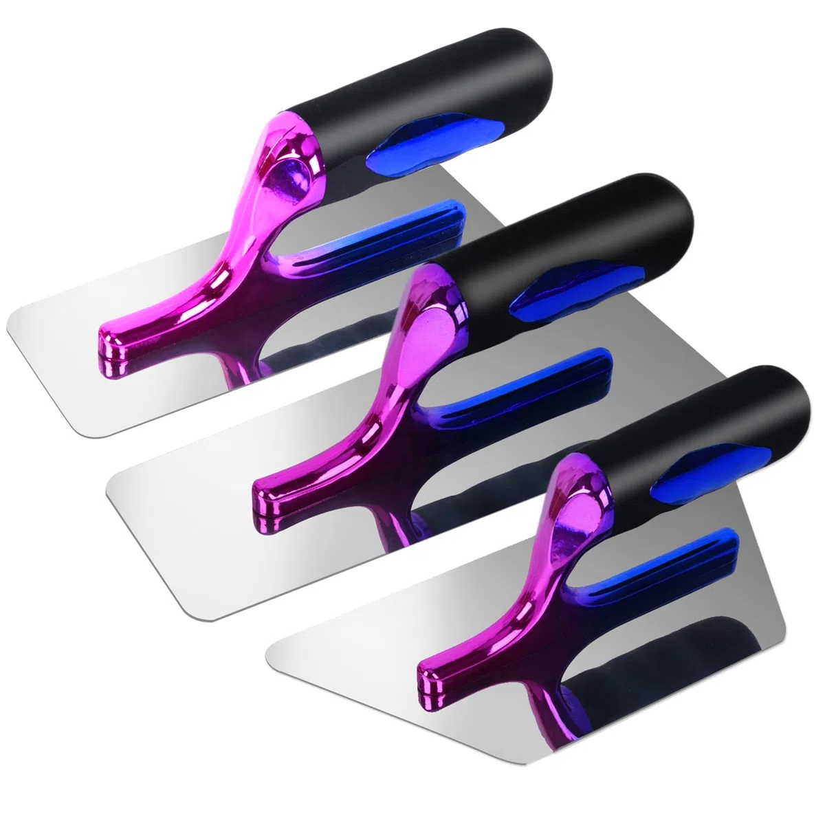 UpJiaflarish - Set di 3 cazzuole in acciaio inox lucido e abbagliante per intonacatura e muratura, strumento manuale per pittura artistica, vernice marmorino, modellazione decorativa in microcemento