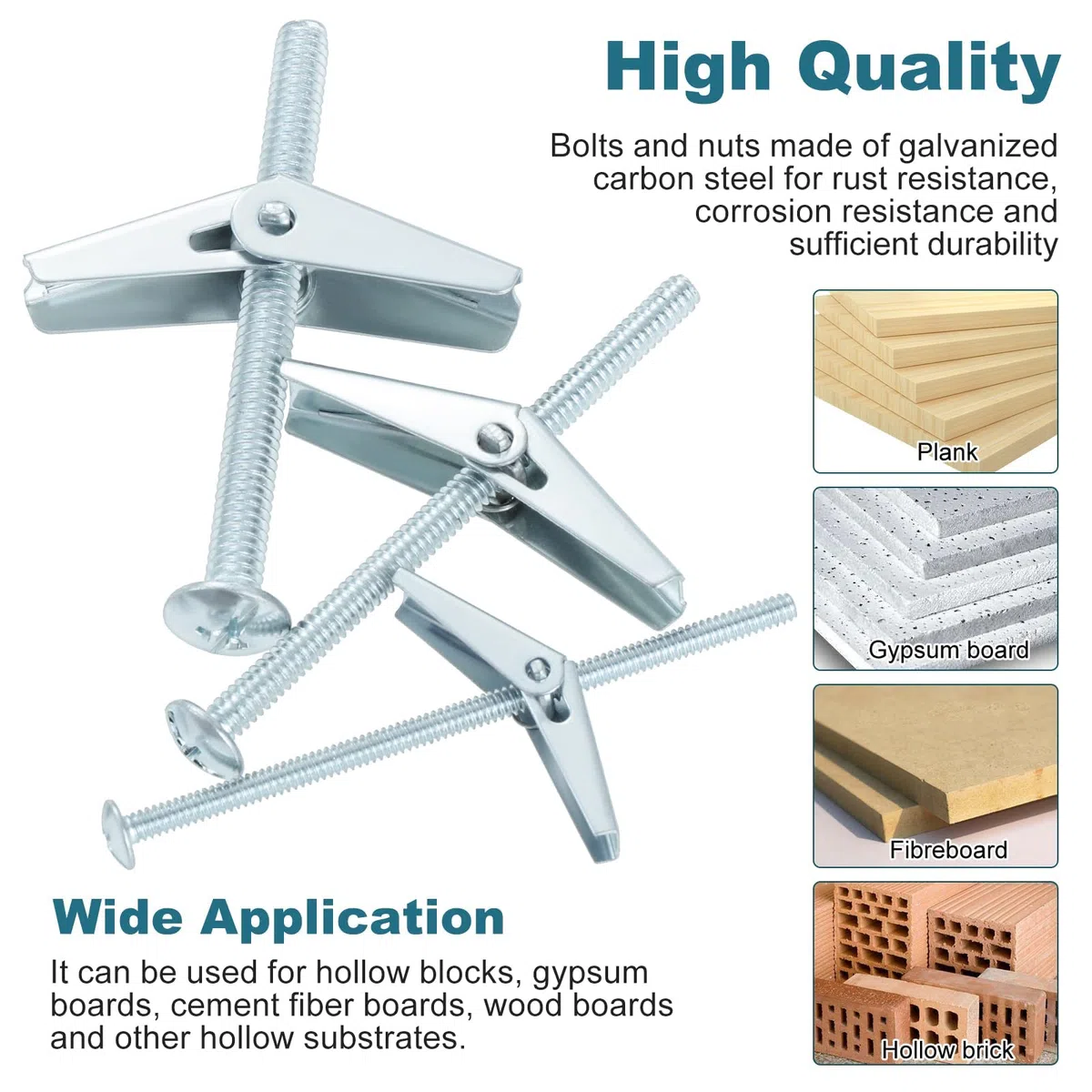 HSEAMALL 48 pz M3 M5 M6 Toggle Bolt e Dado a Farfalla Set per cartongesso Parete Cava Fissaggi Drywall Hanging