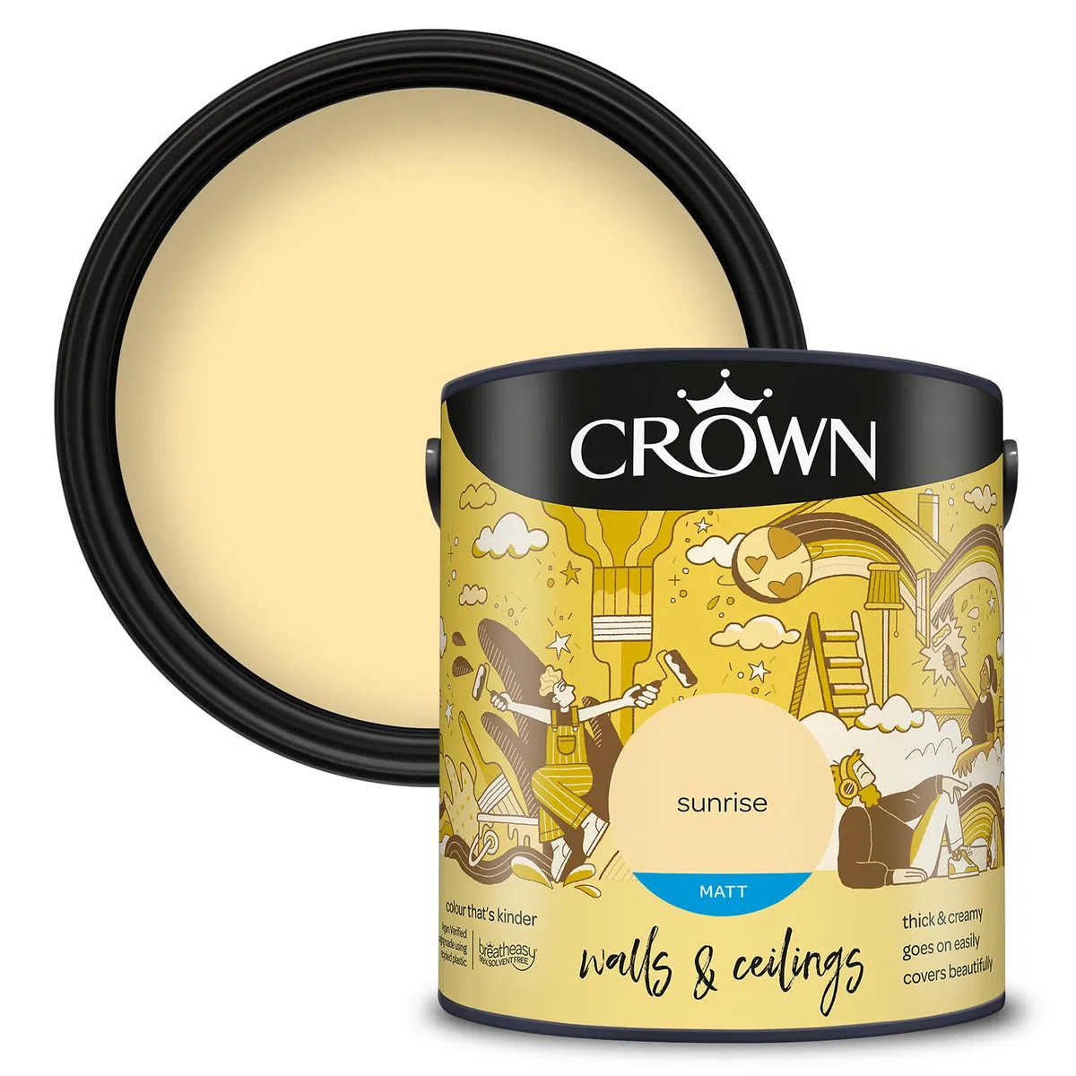 Crown - Vernice a emulsione opaca per pareti e soffitti, 2,5 l, colore: alba