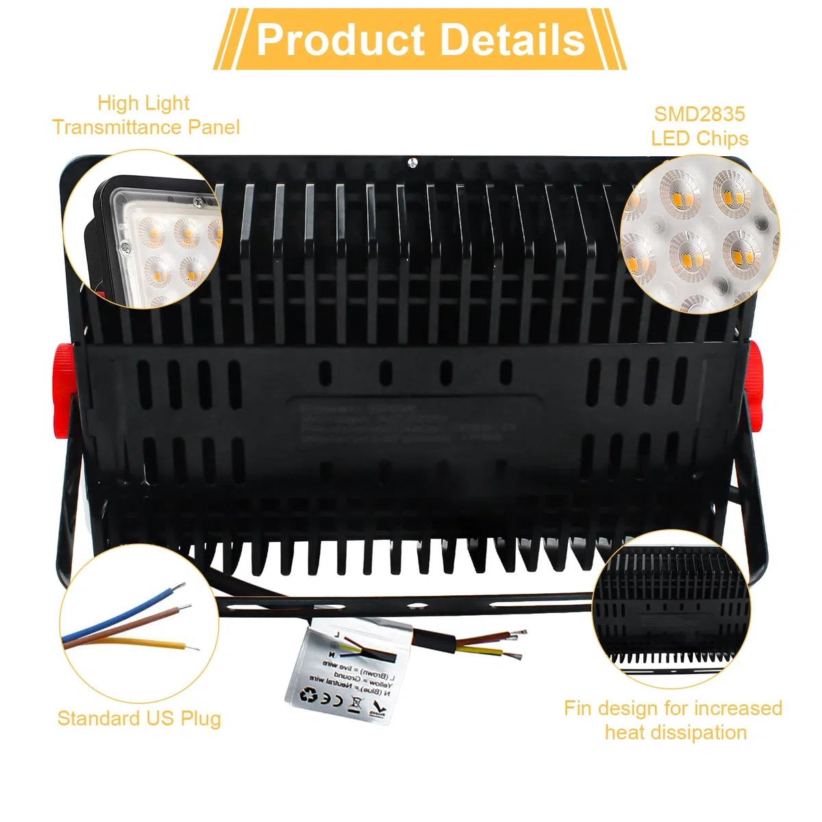 CREATESTAR Faretto Led da Esterno 200W 20000LM, Faretti Led Esterni 3000K Bianco caldo, IP66 Impermeabile Faro Led Esterno per magazzino campo sportivo giardino garage cortile parcheggio