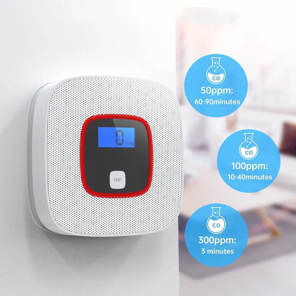 OBEST Rilevatore Monossido Di Carbonio, con Display Digitale, Montaggio a Parete, Forniture Per La Prevenzione Dei Disastri, Prodotti Per Lo Stoccaggio di Prevenzione Dei Disastri.