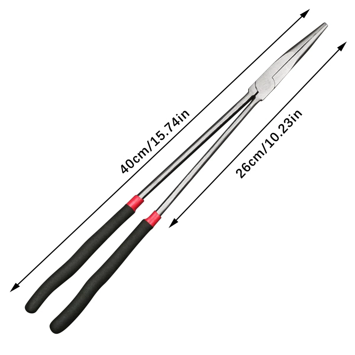 Pinze a becco extra lunghe da 16 pollici, set di attrezzi professionali in acciaio con naso dritto, 40 cm di lunghezza, per riparazioni/fai da te, torni e hardware industriale girevole